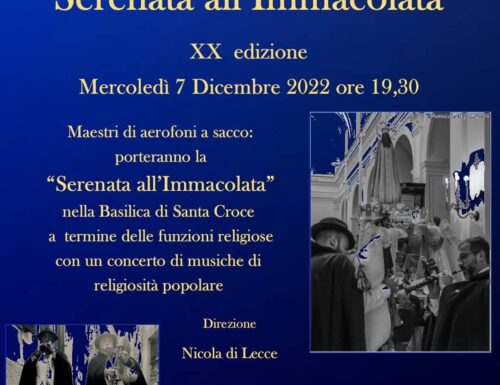 Mercoledi 7 dicembre Serenata all’Immacolata in Basilica